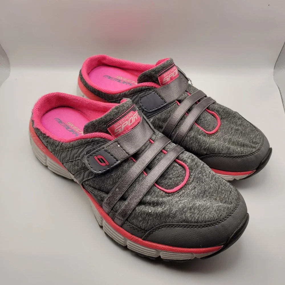 Skechers Sport Memory Foam Mule Sneakers Gray Pink 11902 Womens 8 Slip On Shoes
